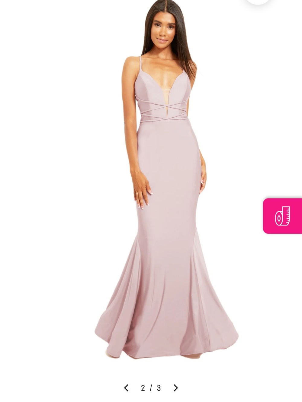 NWT. Plunge Neck Blush Pink Mermaid Evening/Bridesmaids Dress